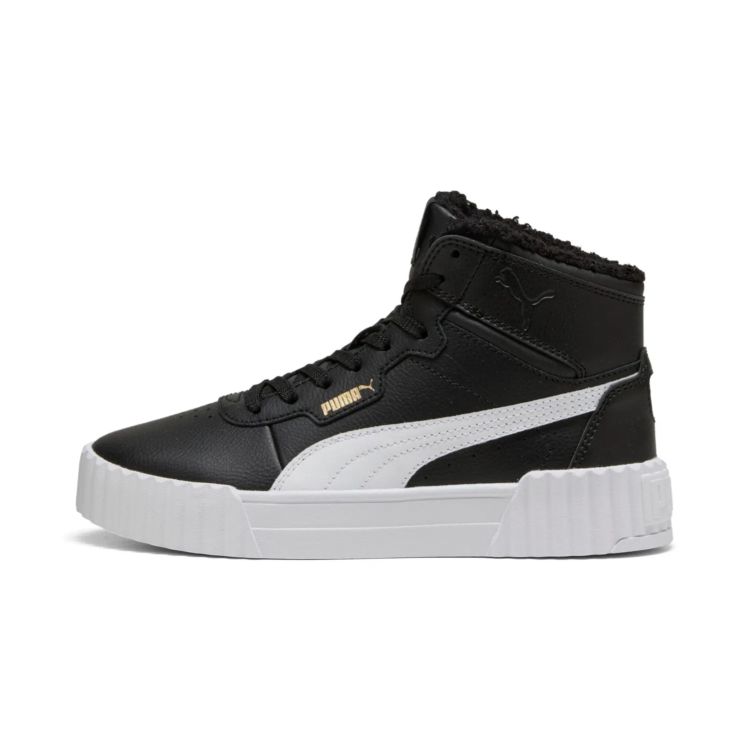 Детские кроссовки с кожаным верхом PUMA Carina 3.0 Mid WTR JR, Black/White — фото 2
