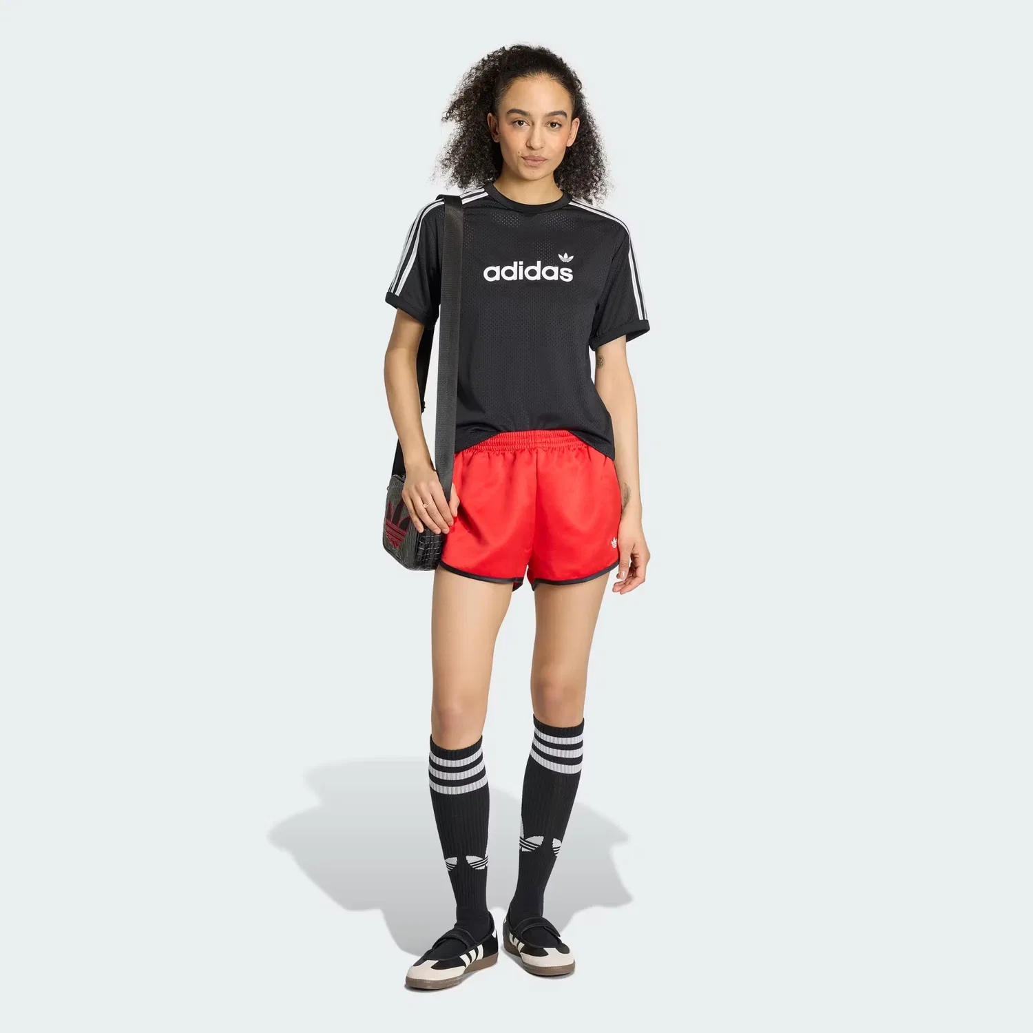 Женская сетчатая футболка с круглым вырезом LINEAER Adidas Originals, черный/белый — фото 3