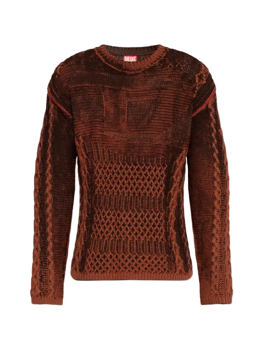 Свитер K-Mione фактурной вязки Diesel, коричневый
