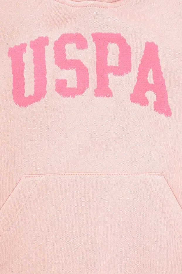 Детское худи для девочек с капюшоном U.S. Polo Assn., Powder Pink — фото 4
