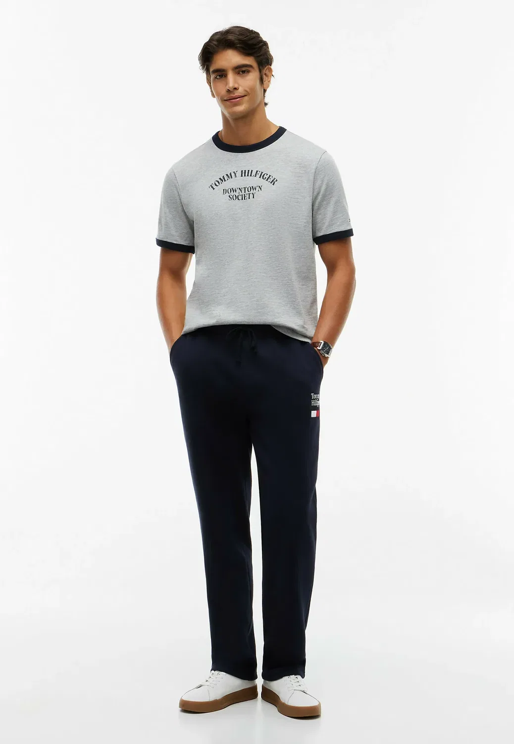 Футболка-Поло с графическим принтом в стиле университетской формы Tommy Hilfiger, Light Grey Heather — фото 2
