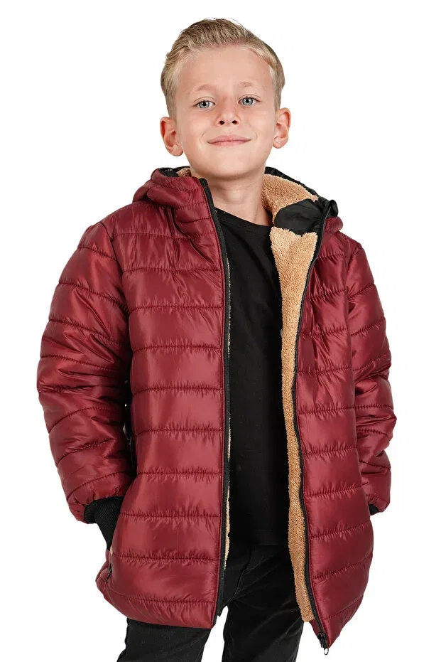 Детское пальто для девочек с капюшоном Jarmo Kids, Burgundy — фото 4