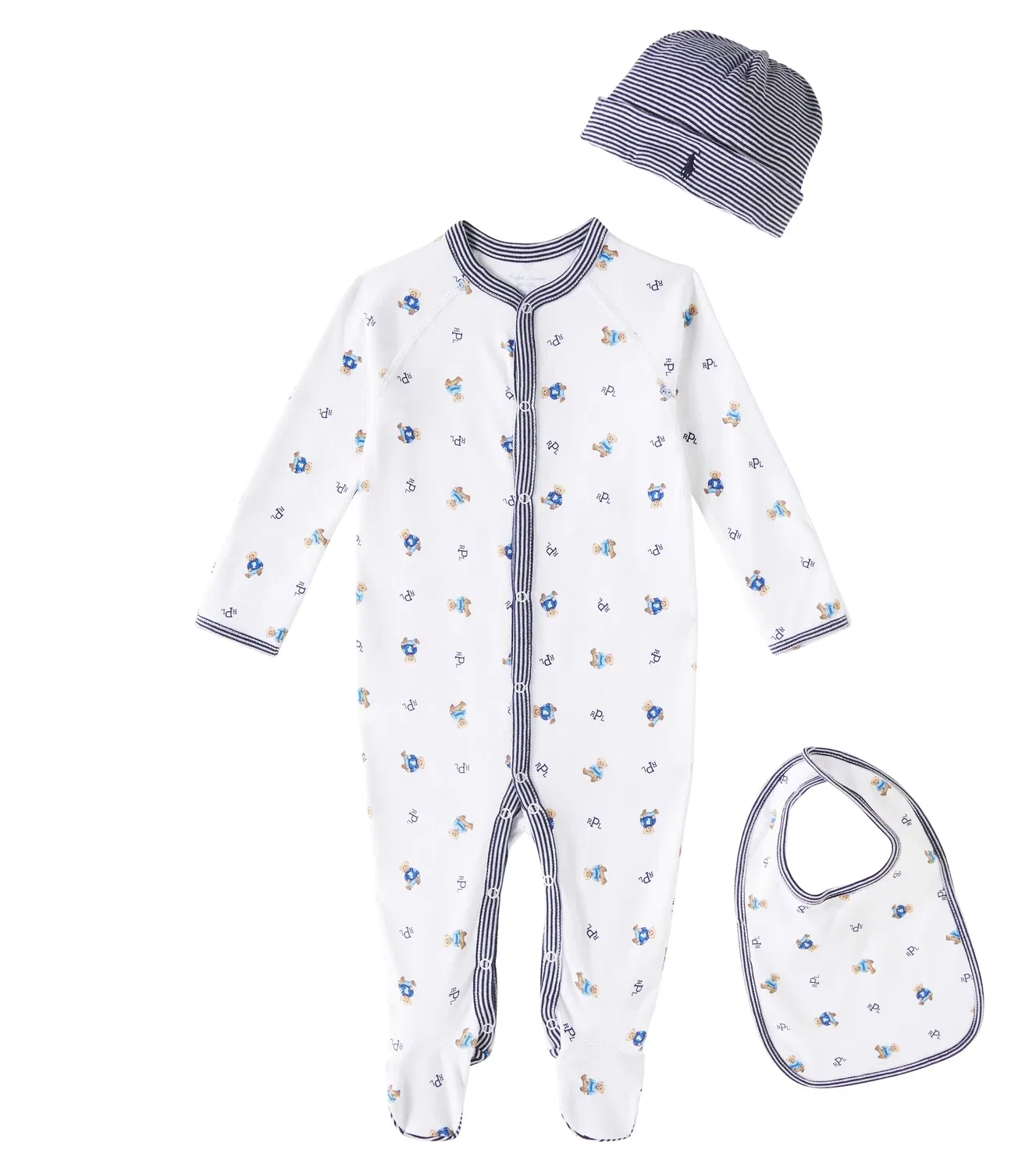 Комбинезон хлопковый комплект из 3 предметов Polo Ralph Lauren Kids, белый
