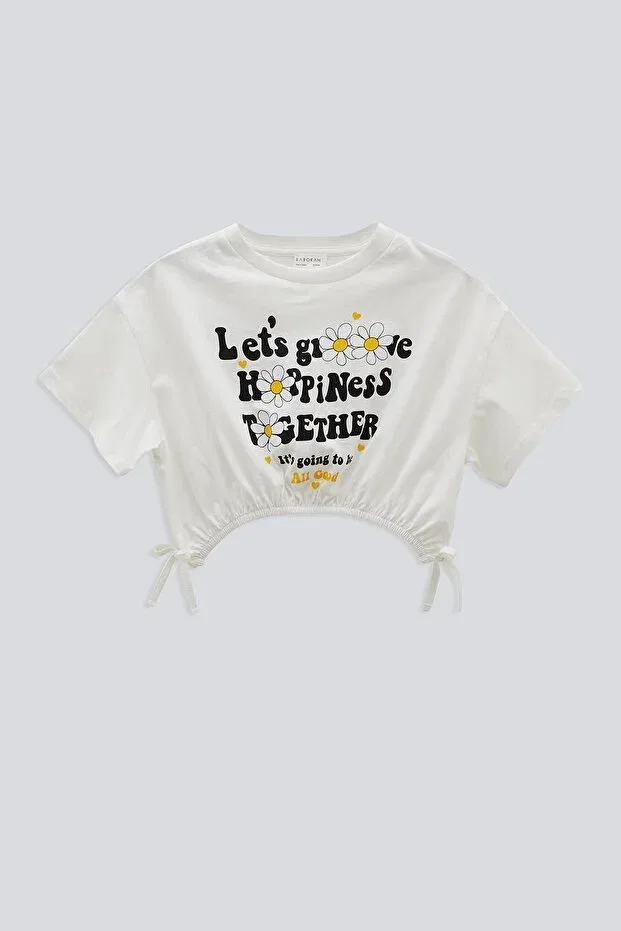Детский топ для девочек с принтом Crop Daisy Babokah, White