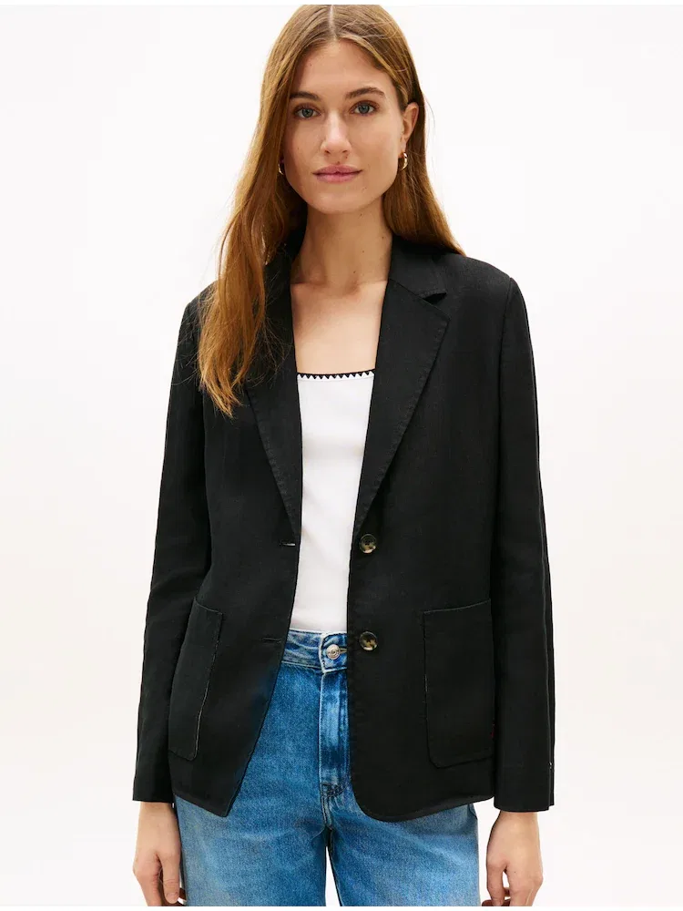 Жакет из льняной смеси Regular Fit TOMMY HILFIGER, Black