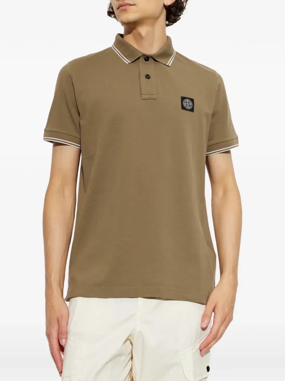 Поло с нашивкой-логотипом и оторочкой Stone Island, коричневый — фото 3