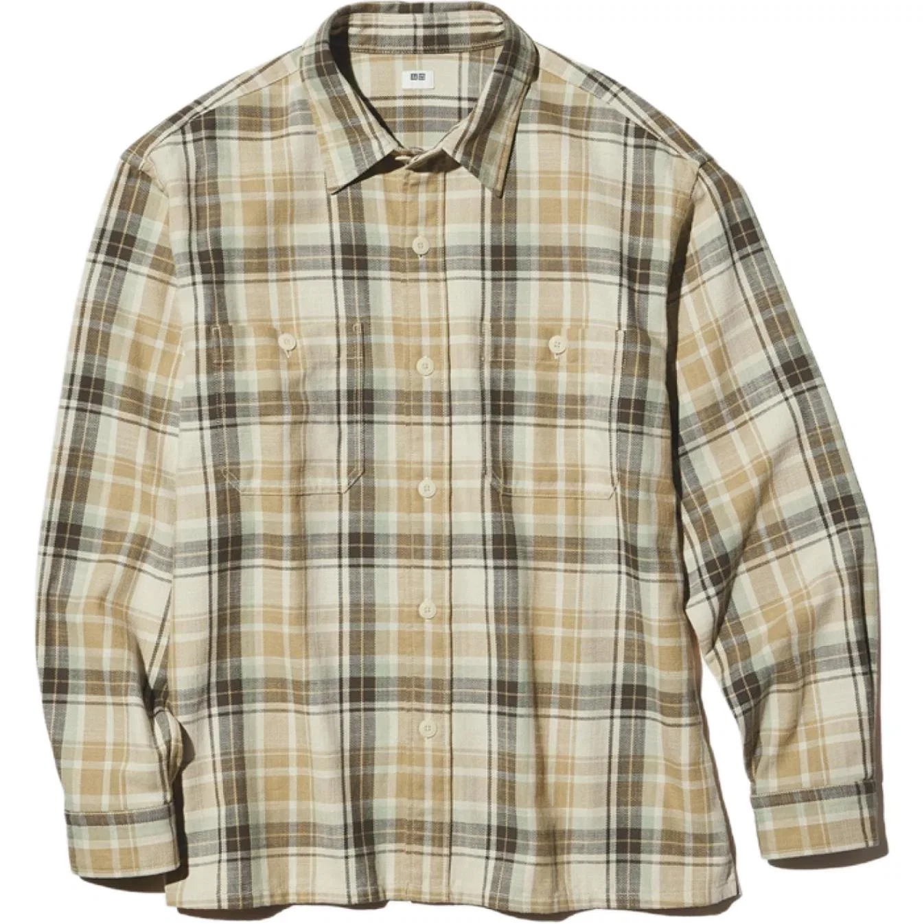 Мужская рубашка с лацканами Dark Beige UNIQLO