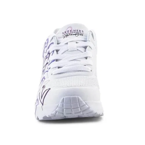 Детские повседневные кроссовки с принтом Uno Lite Spread The Love Skechers, Weiss — фото 2