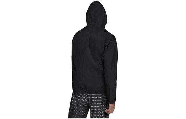 Куртка Men's adidas originals Solid Color Logo Hooded Zipper Cardigan Elastic Sports Jacket Black, черный — фото 2