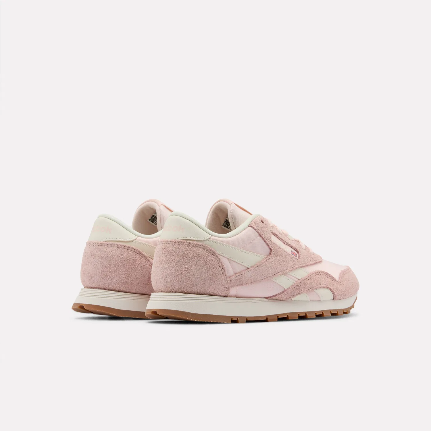 Детские кроссовки на шнуровке Reebok Classic CL NYLON, Pure Pink/Chalk/Gum — фото 4