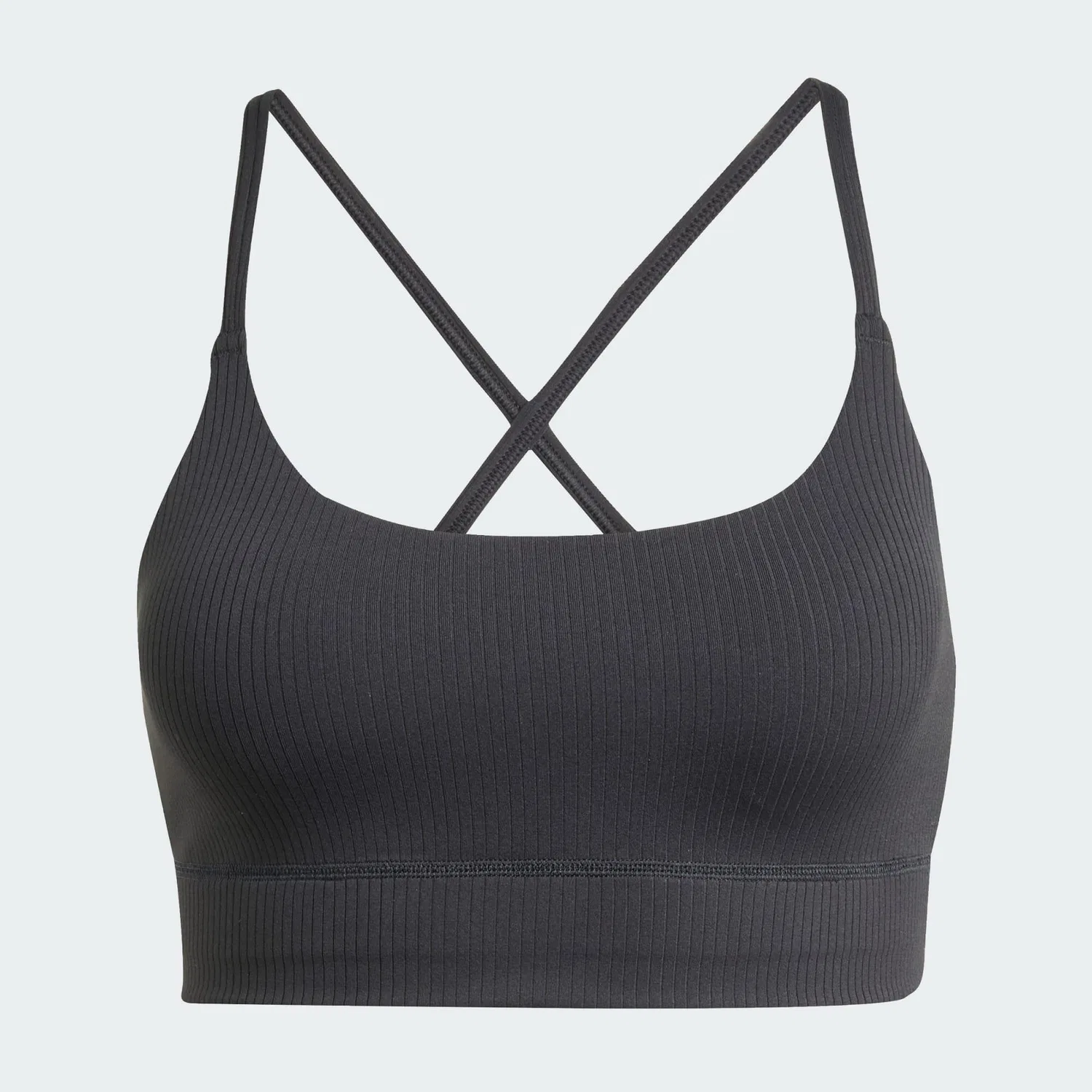 Женский спортивный бюстгальтер без рукавов All Me Light Support Rib Bra Adidas, Черный — фото 2