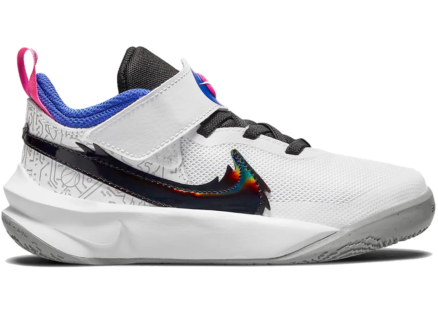 Детские кроссовки с кроссовками Nike Team Hustle D 10 SE Nike, White/Hyper Royal-Pink Blast-Black