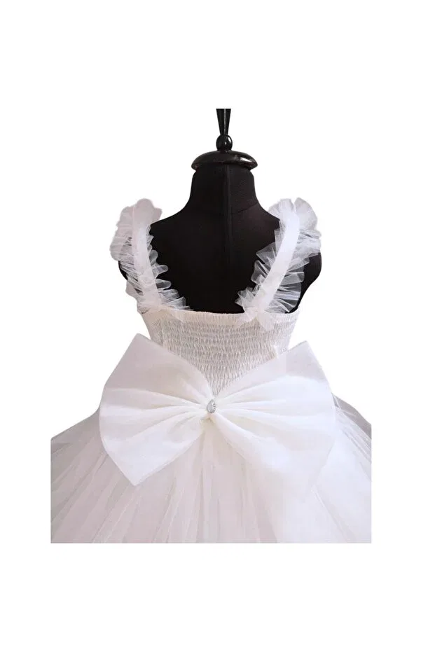 Детское платье для девочек с длинным рукавом Süer Butik, White — фото 3