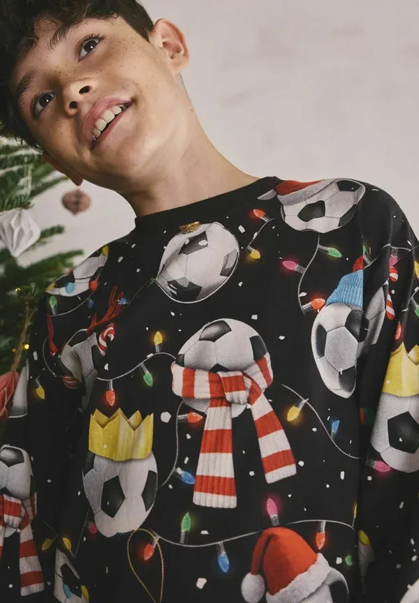 Пижамный комплект хлопок Single Christmas Set Next black/white/red/green football, белый/зеленый — фото 4