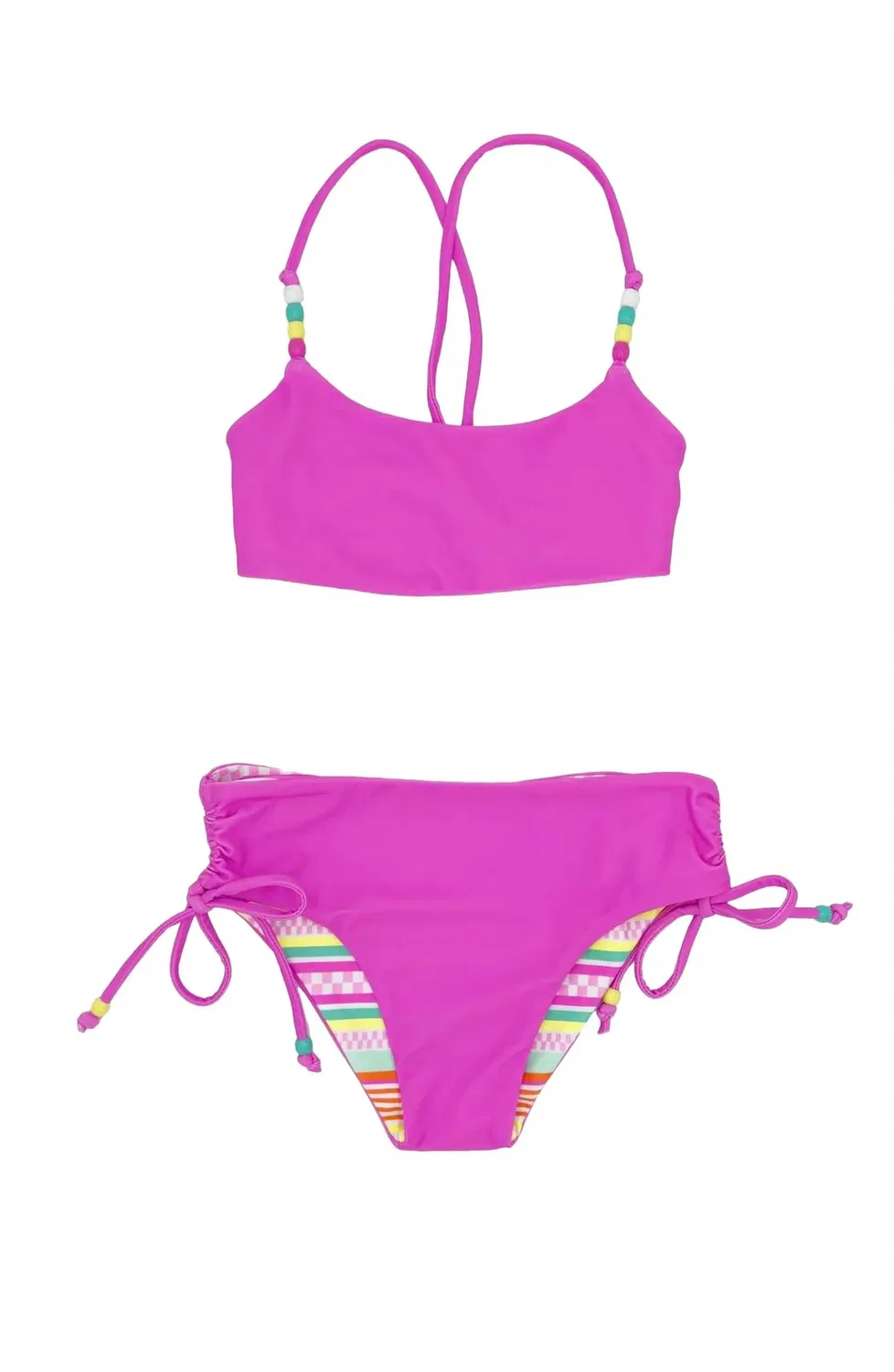 Детский купальник бикини с защитой UPF 50+ Four The Good Vibes feather 4 arrow, Hot Pink — фото 2