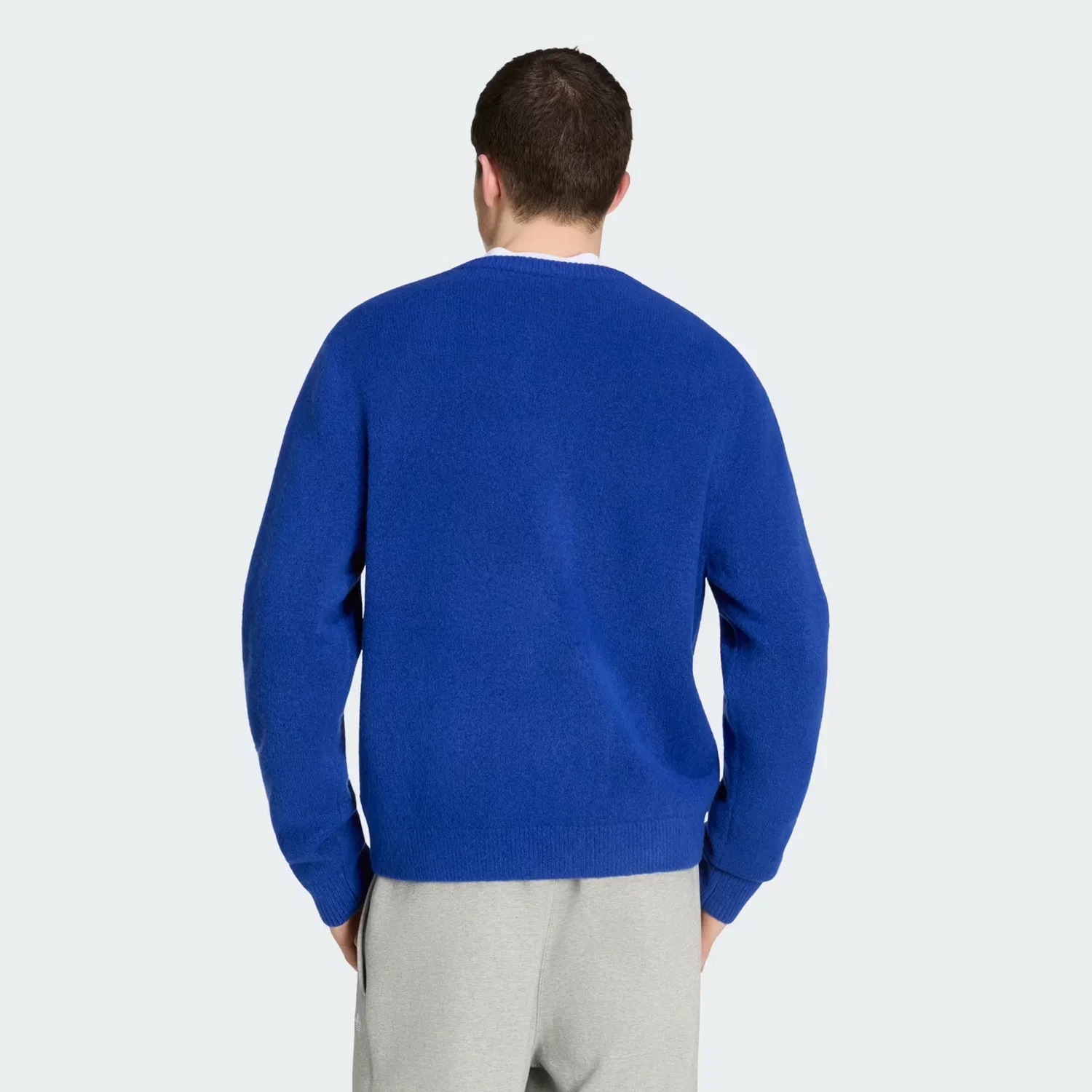Мужской вязаный свитер с круглым вырезом Trefoil Essentials Adidas Originals, ярко-синий — фото 2