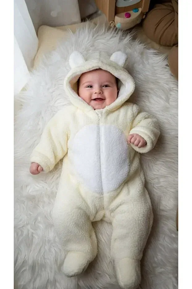 Детский комбинезон с капюшоном Named Plush Baby Romper Bebek_Iklimi, Nude Color — фото 3