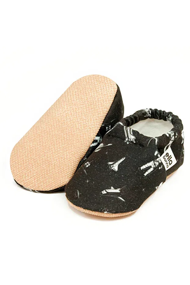 Детские пинетки для новорожденных с принтом Non-Slip sole astronaut and space baby booties Ella Bonna, Dark Space — фото 3