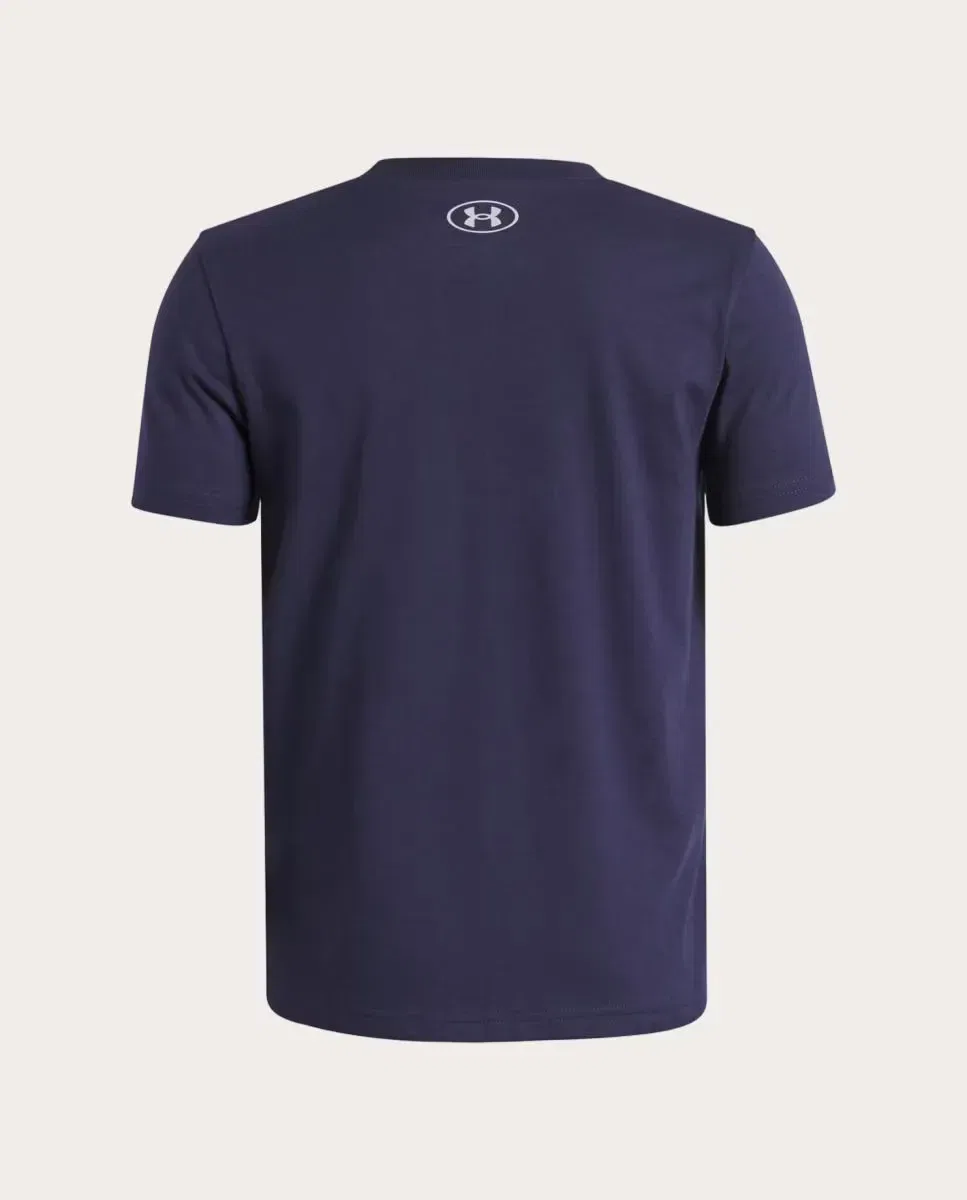 Детская футболка для мальчиков с принтом UA B Boxed Sports Update SS Under Armour, Azul Noche — фото 2