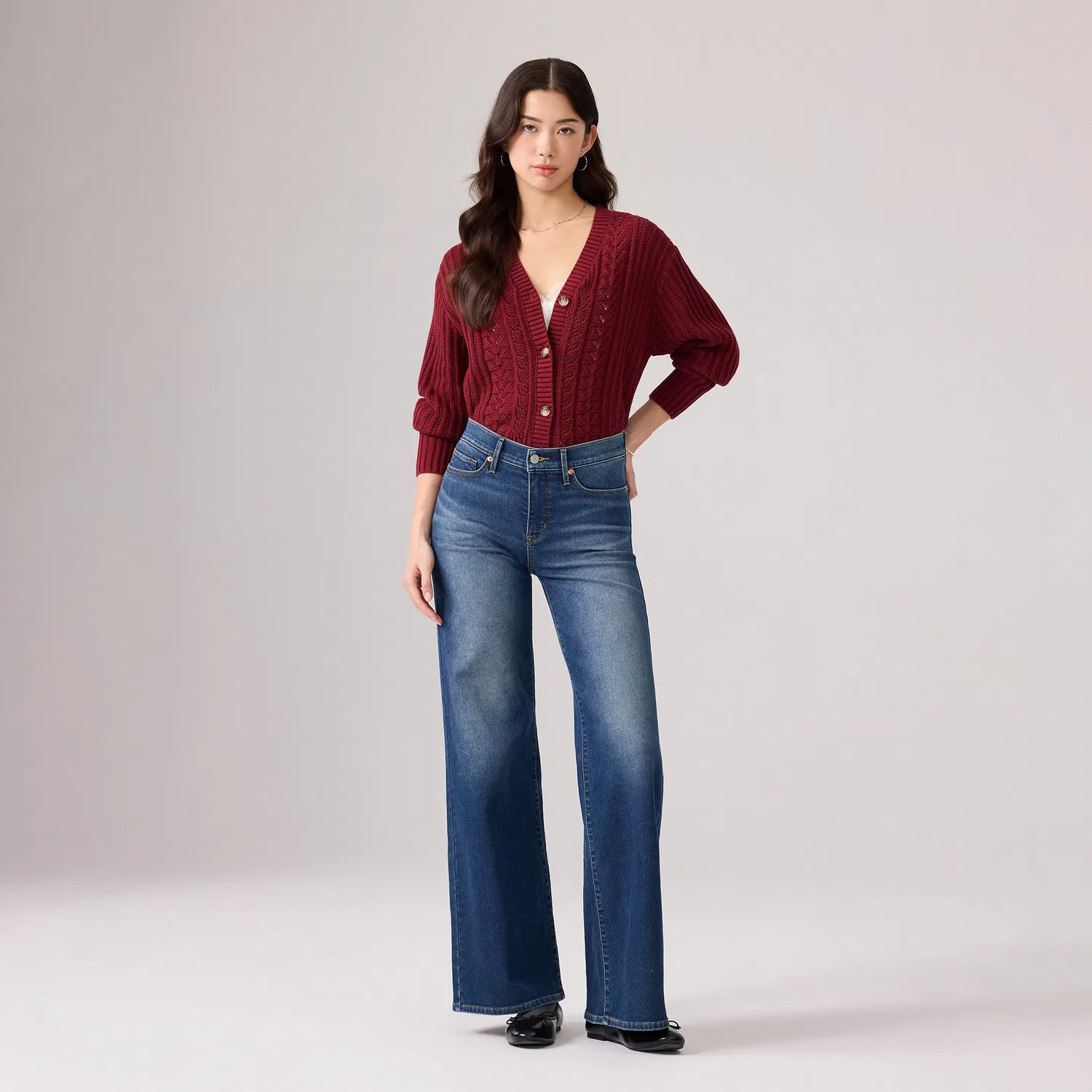 Женские джинсы с широкими брюками Levi's, Medium Blue — фото 4