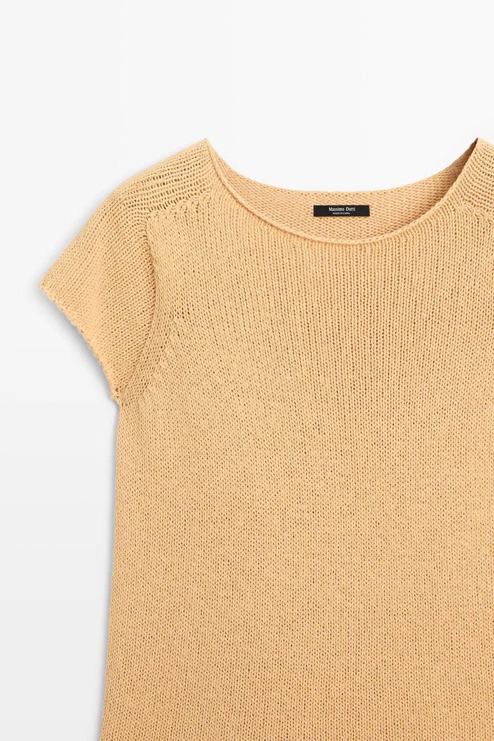 Свитер Massimo Dutti Cotton Blend Short Sleeve Knit, желтый — фото 4