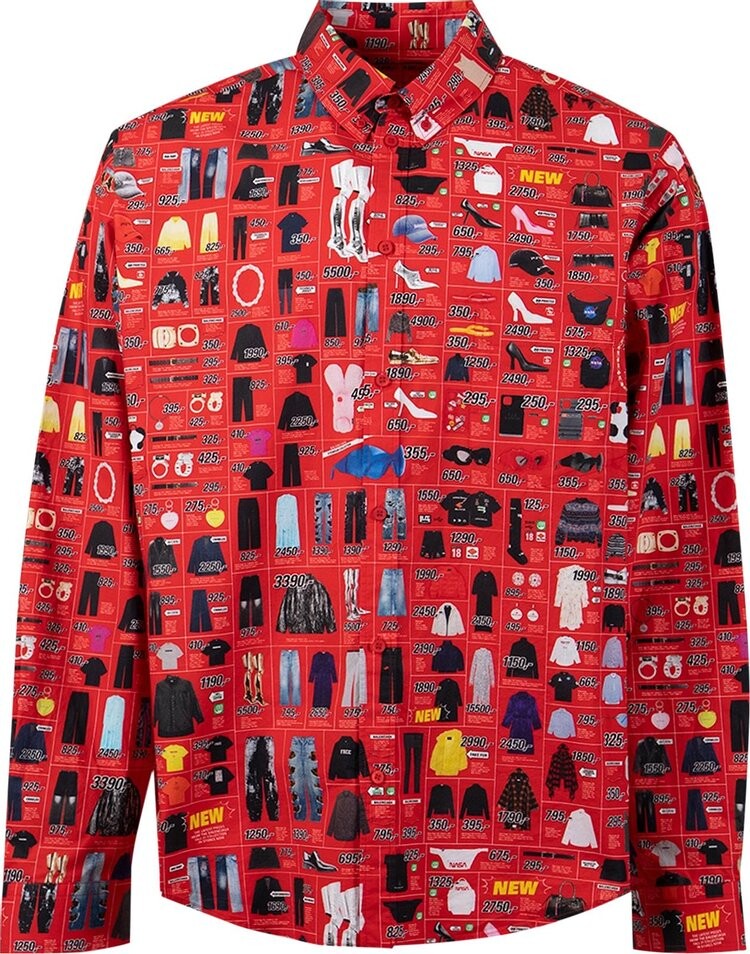 

Рубашка Balenciaga Long-Sleeve Large Fit Shirt 'Red', красный