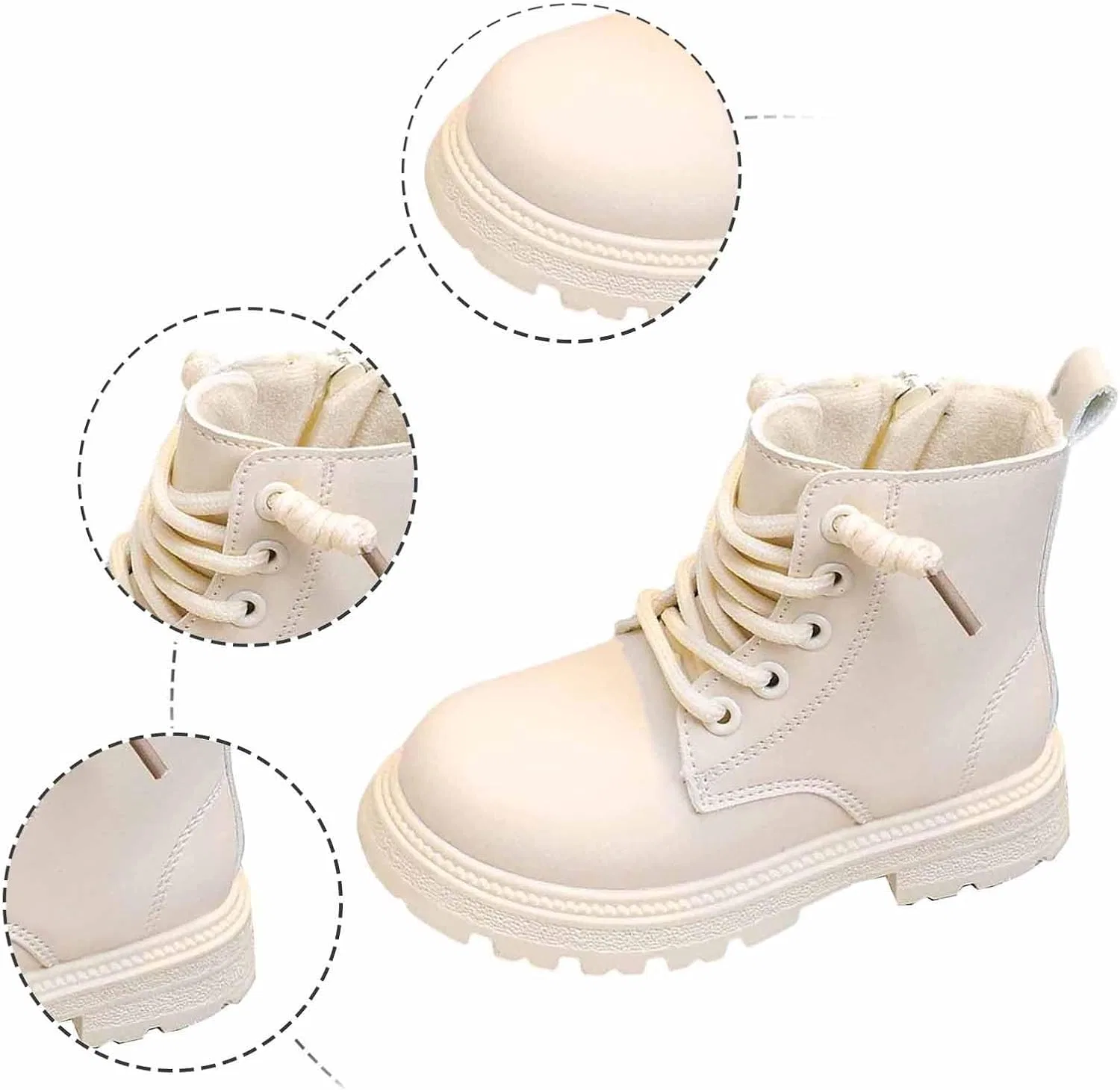 Детские ботинки для девочек с принтом, модель Girls Ankle Boots Casual Dress Shoes Lace Up Winter Booties Cozy Hiking Boots Walking Short Boot 4-11 Years — фото 4