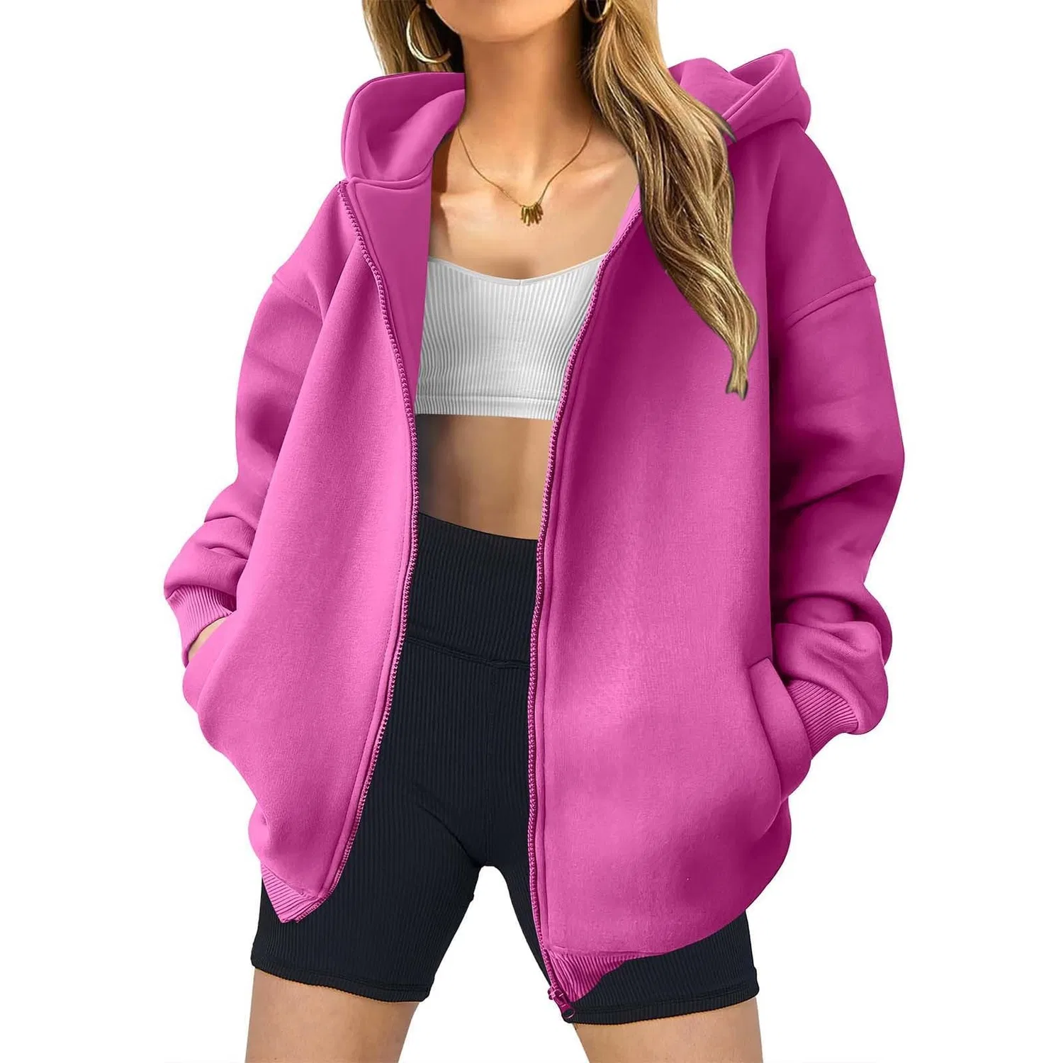 Женская куртка-бомбер с капюшоном, утепленная, Soft Shell Jacket, Rosa acceso — фото 2