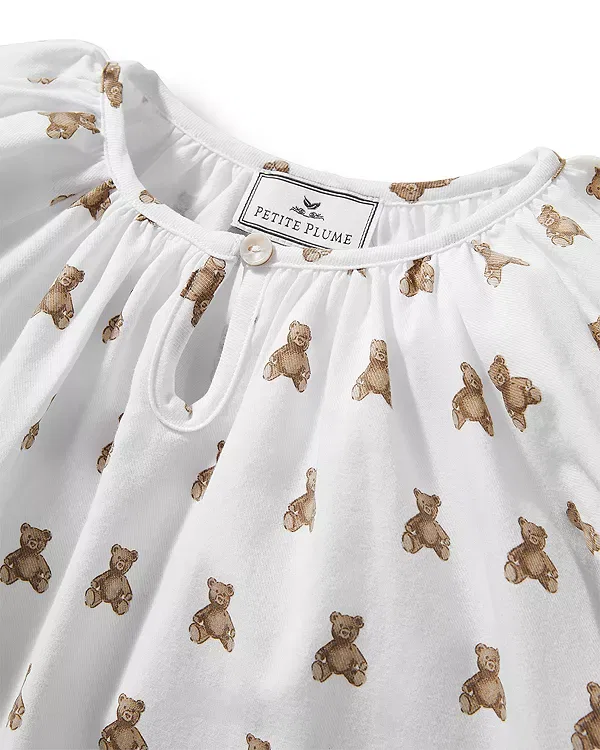 Детская ночная рубашка для девочек с принтом Delphine TEDDY Tales Petite Plume, белый — фото 3