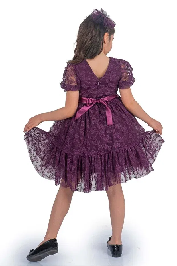 Детское платье для девочек кружевное Daisy lace Mnk, Purple — фото 2