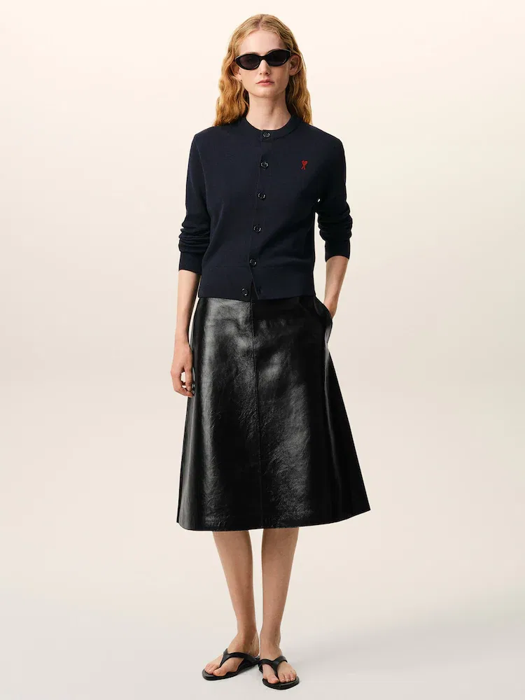 Кардиган с контрастным сердечком Ami De Coeur AMI PARIS, Navy