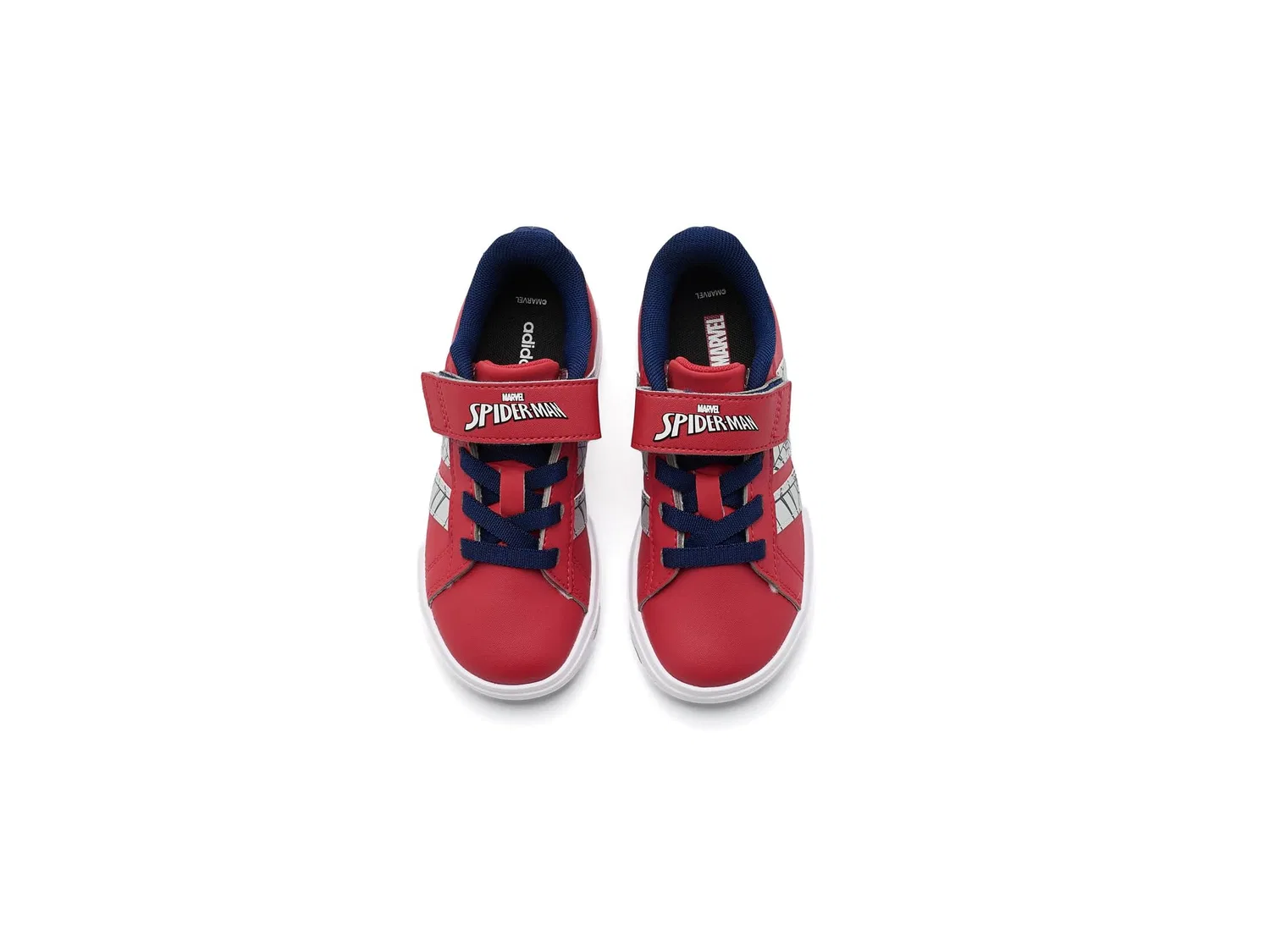 Кроссовки Marvel Grand Court Elastic Lace & Strap (для маленьких и больших детей) Adidas Kids, Pure Ruby/Silver Metallic/Dark Blue — фото 3