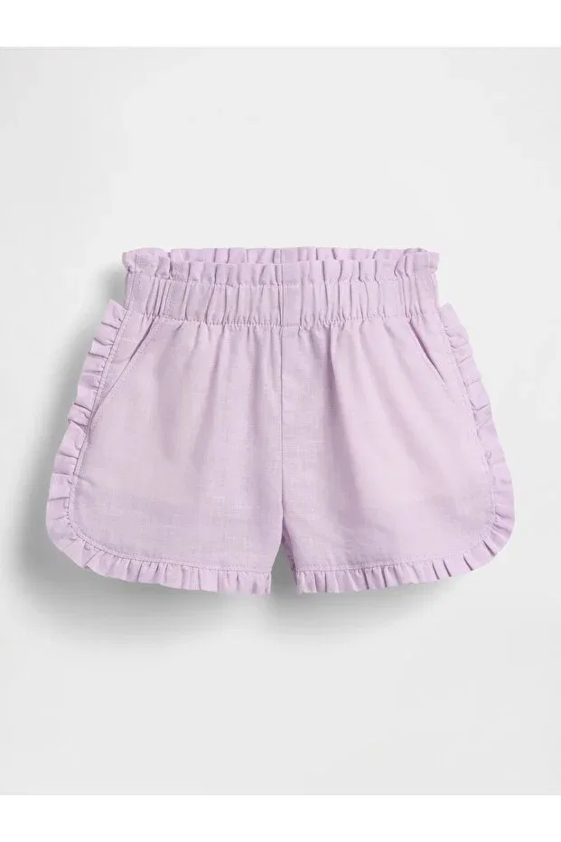 Детские шорты для девочек льняные с рюшами Gap, Lila-000
