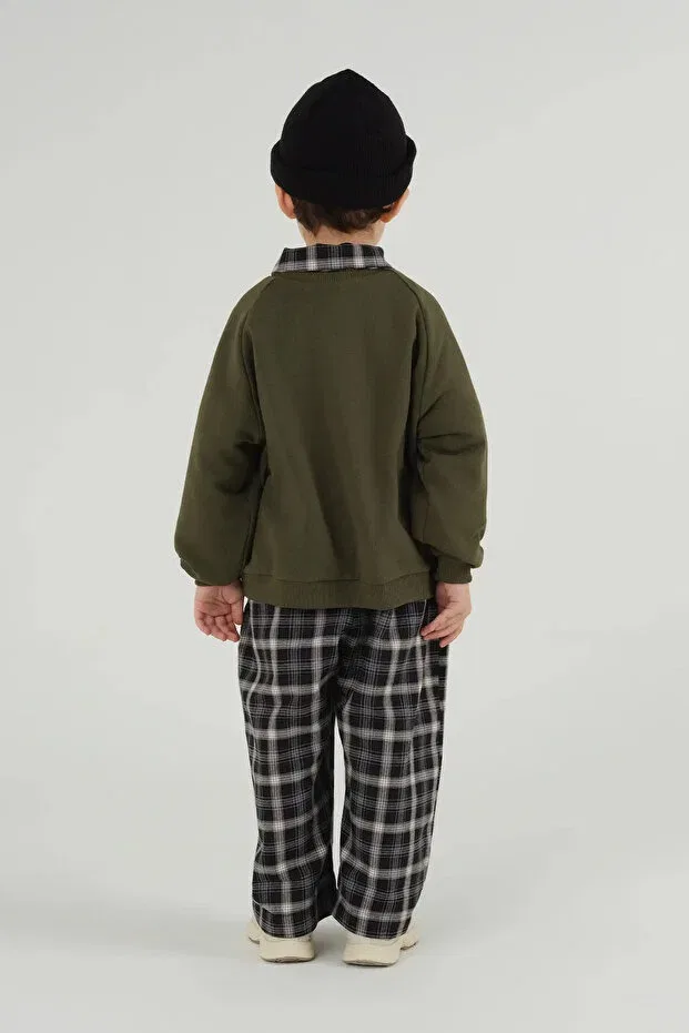 Детские свитшот для девочек с принтом реглан Mioma Kids, Green — фото 3