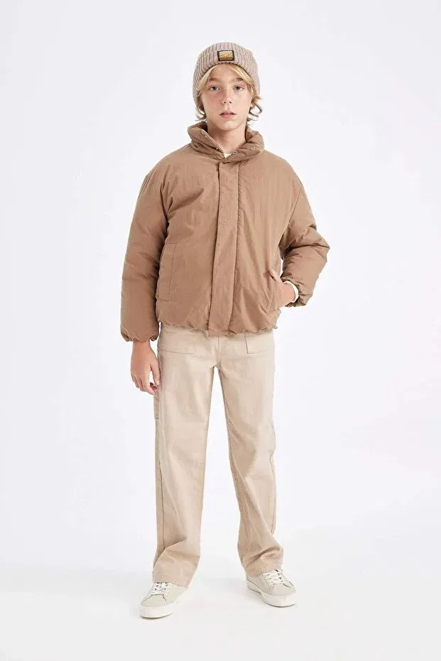 Детское пальто для девочек водонепроницаемое с длинным рукавом Defacto, Beige-Bg711 — фото 2
