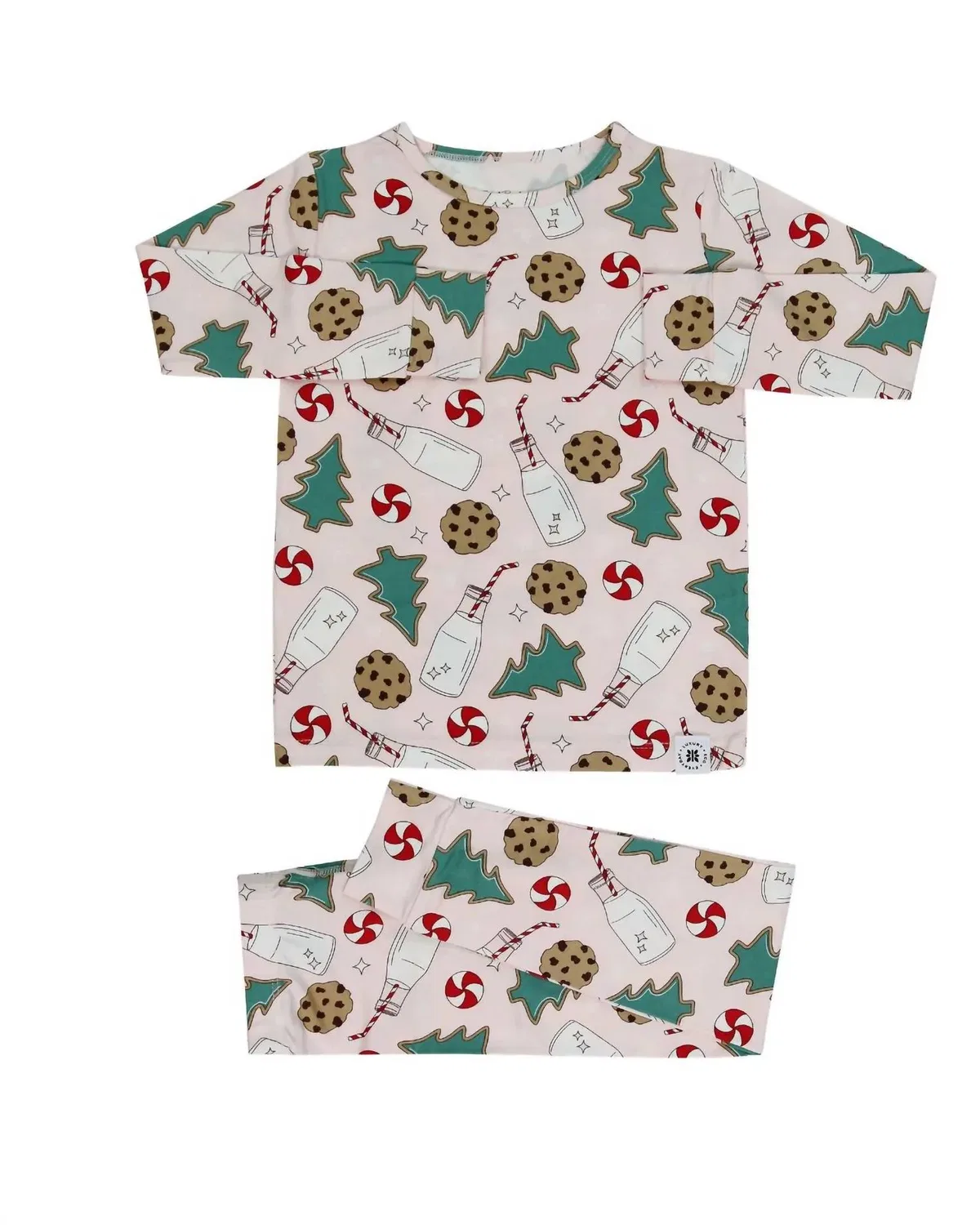 Детский комплект пижамы с длинным рукавом Santa's Cookies Sweet Bamboo, Pink Bamboo