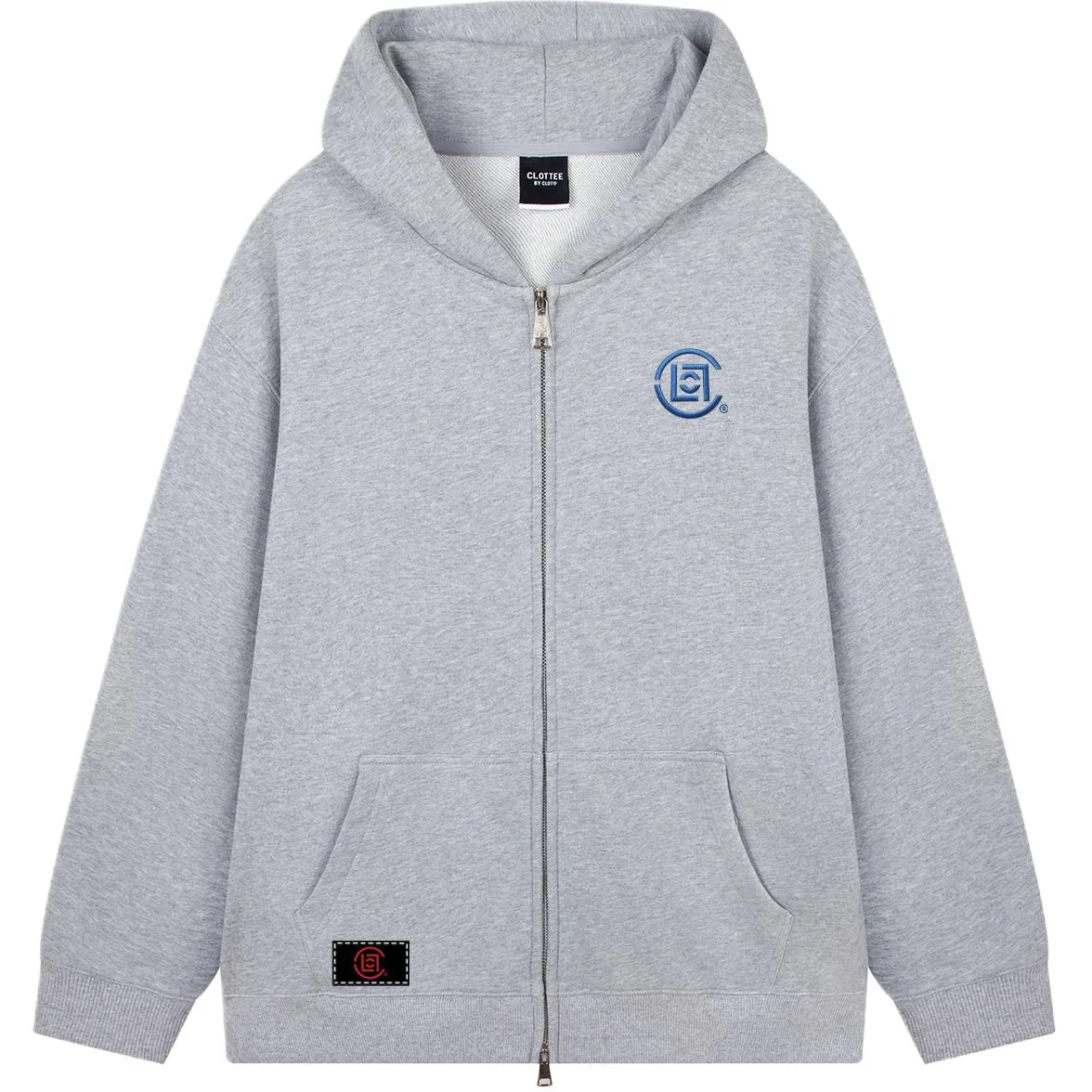 Детский худи с капюшоном и вышивкой Heather Gray (Blue Embroidery) CLOT