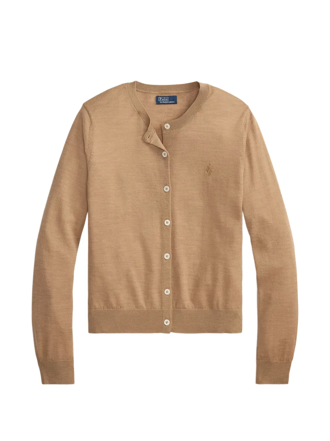 Шерстяной кардиган с вышитым логотипом Polo Ralph Lauren, нейтральные