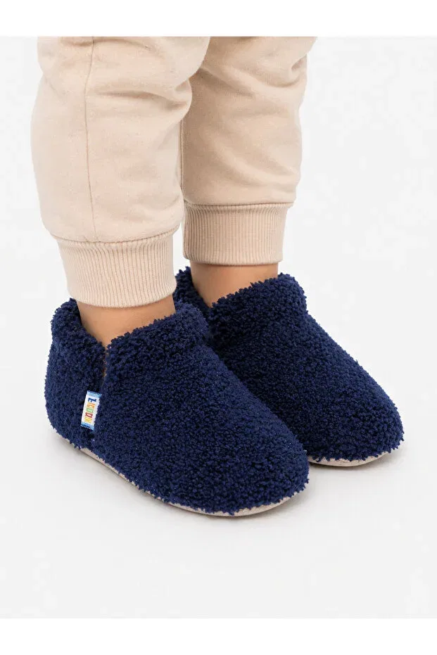 Детские пинетки из флиса с органическим хлопком Funny Baby, Navy Blue — фото 3