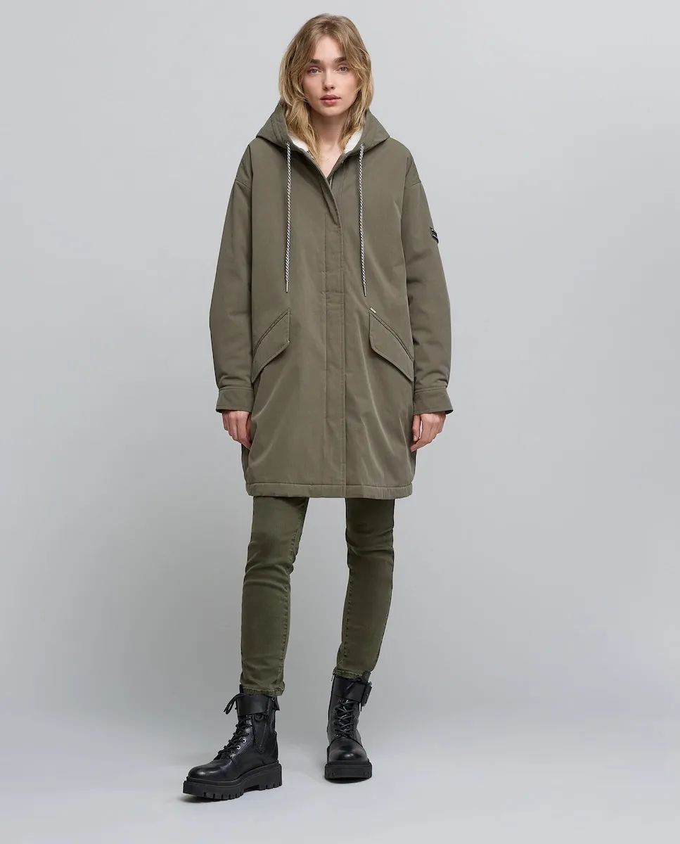 

Женская парка с капюшоном и карманами IKKS, хаки