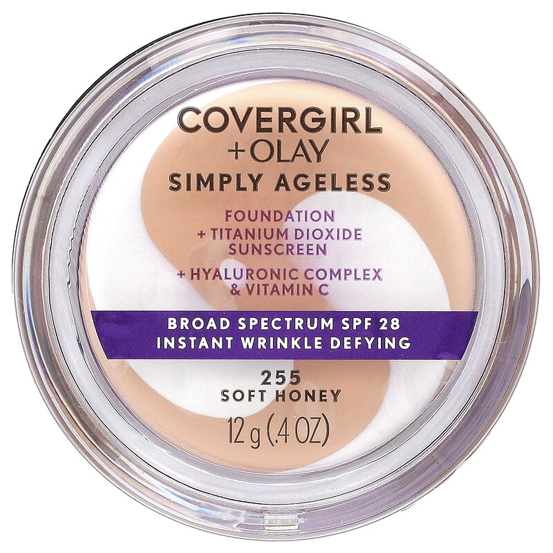 

Covergirl, Olay Simply Ageless, тональная основа, SPF 28, мягкий мед 255, 12 г (0,4 унции)