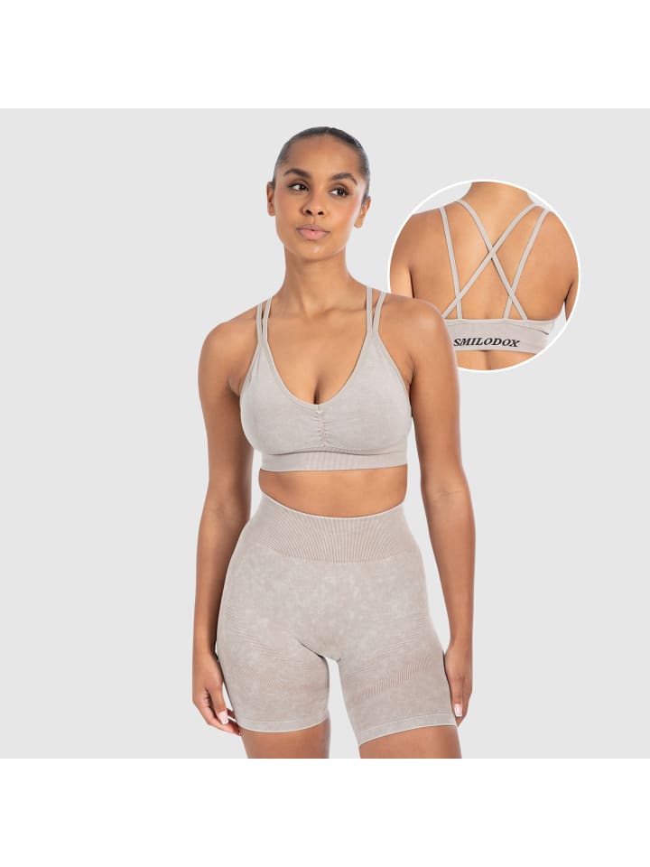 

SMILODOX Спортивный бюстгальтер Batik Acid Cross светло-коричневого цвета