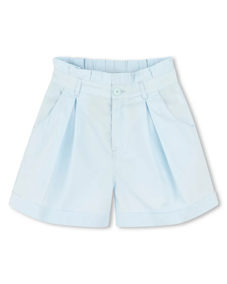

Хлопковые шорты для девочек с вышивкой на спине Kenzo Kids, голубой