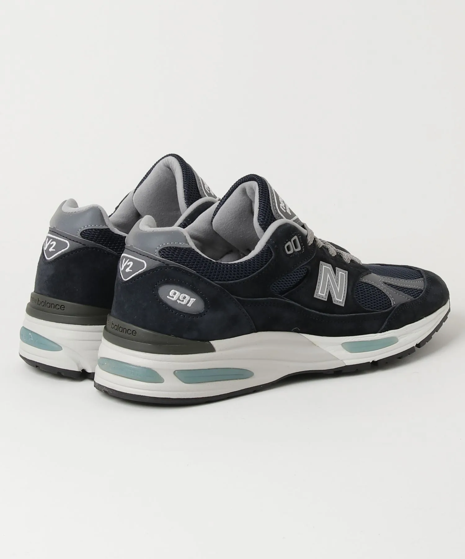 Мужские кроссовки из натуральной кожи New Balance U991 NV2 синие — фото 3
