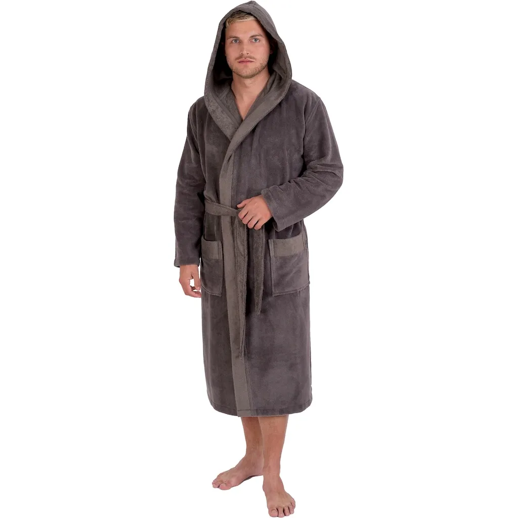 

Мужской халат для ванной 1023, идеально подходит для сауны и спа, гостиничный халат, утренний халат 1 шт., особенно пушистый Wewo Fashion, коричневый