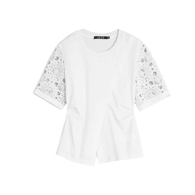 

ELLE Футболка Women's White Crew Neck Moderate Others