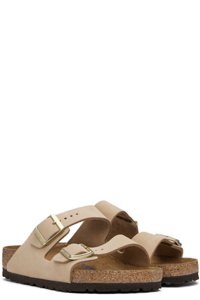 Бежевые обычные сандалии Arizona с мягкой стелькой Birkenstock — фото 4