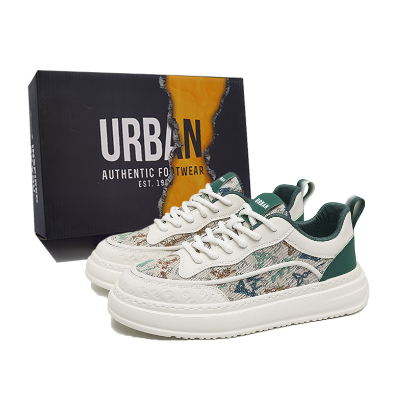 

URBAN AUTHENTIC Антискользящие износостойкие низкие скейтерские кроссовки мужские бело-зеленые, цвет White Green