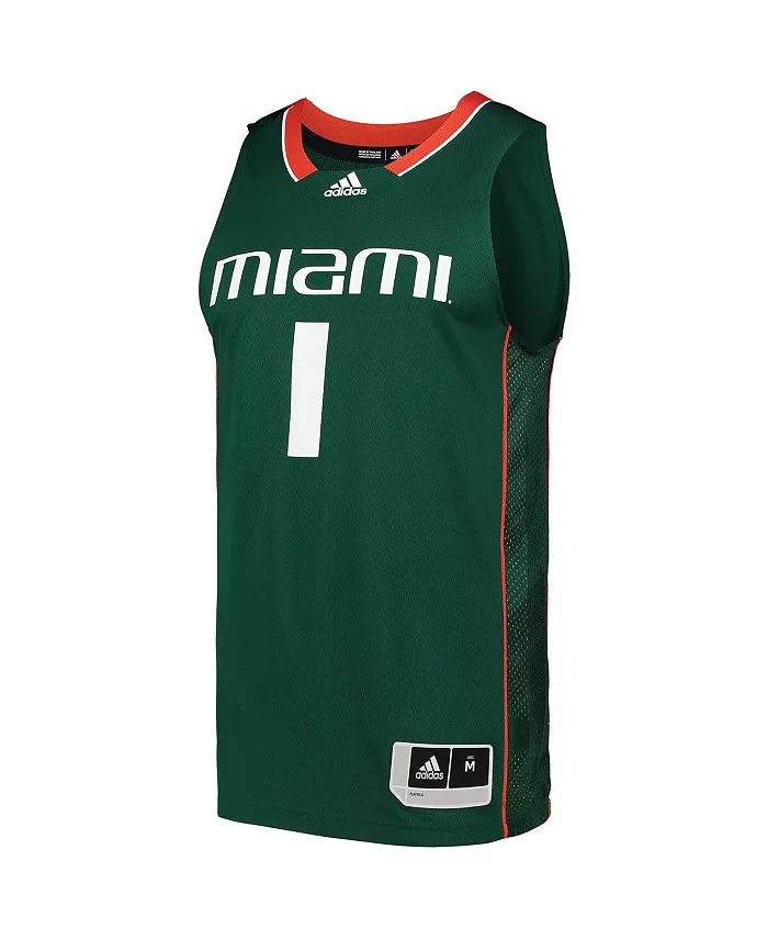Мужская баскетбольная майка Miami Hurricanes Team Swingman №1 adidas, зеленый — фото 2