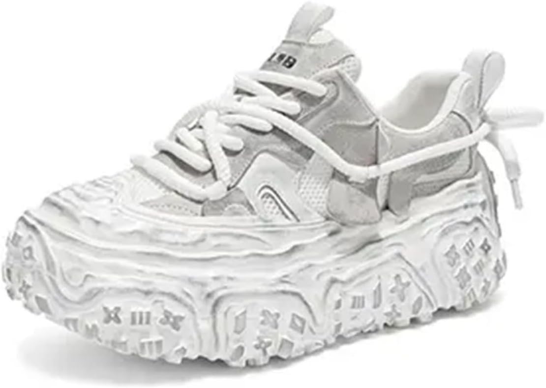 

Мужские массивные кроссовки на платформе, увеличение роста на 5 см, модные ретро кроссовки для прогулок, уличная одежда, хип-хоп спортивная обувь Zixcplaz, белый